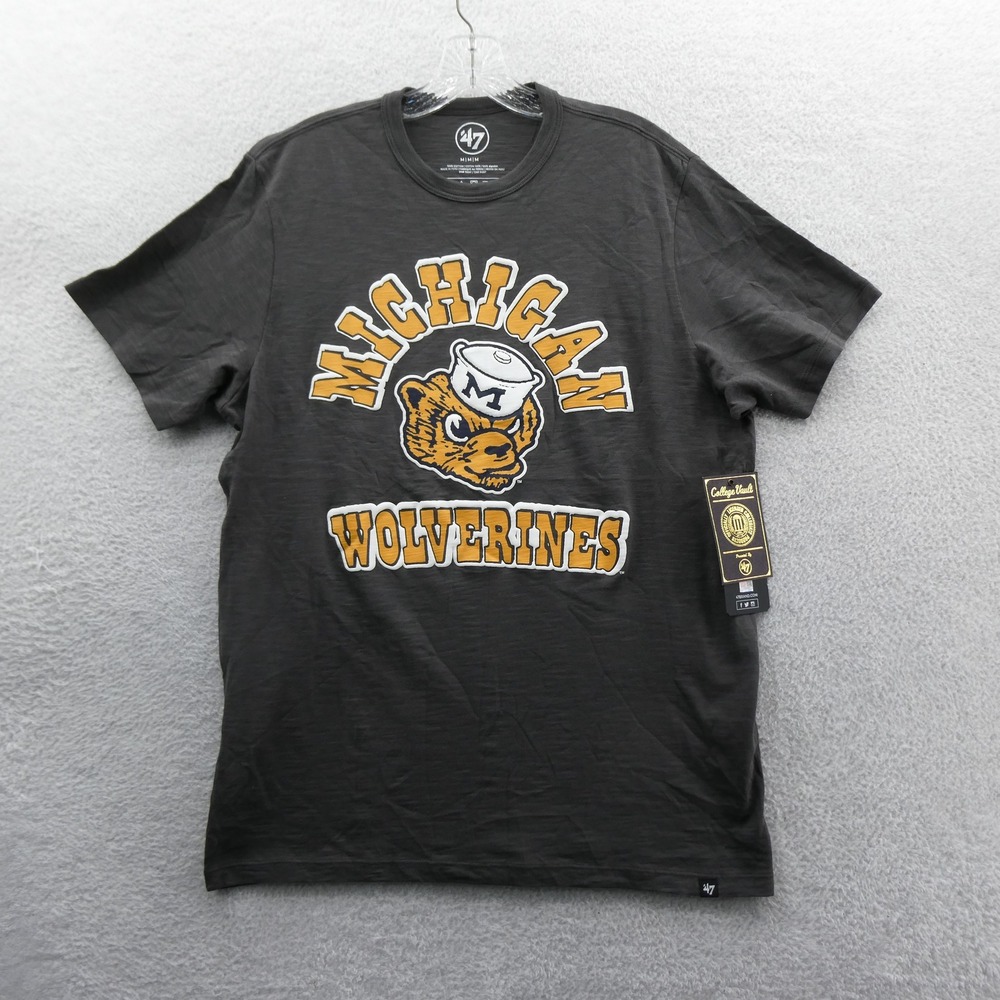 47 Brand Shirt Men Medium Michigan Wolverines Charcoal Gray College Vault Cotton